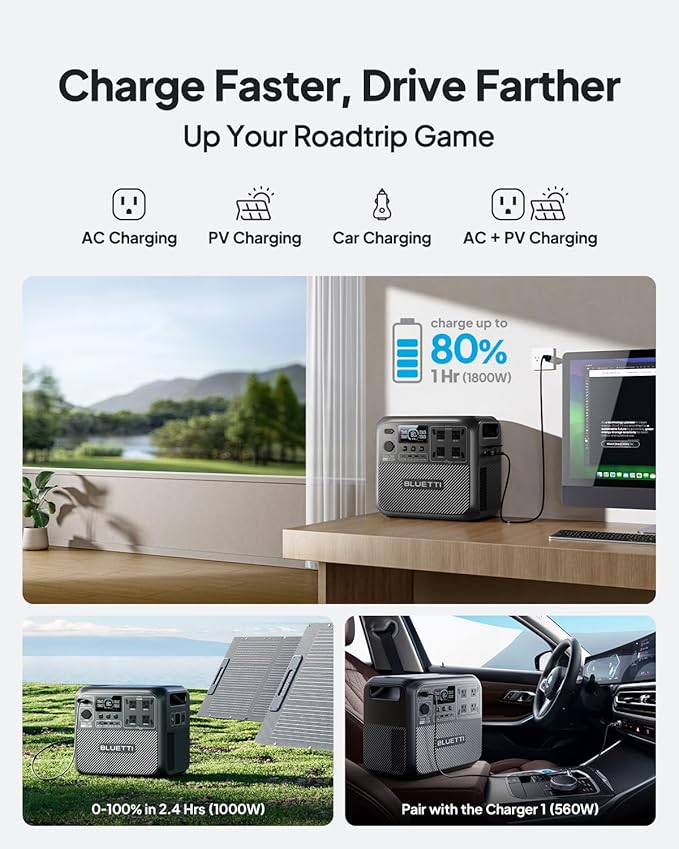 BLUETTI Elite 200 V2 Portable Power Station with Car Charging Cable (Car Port to XT60), 2073.6Wh LFP Battery Backup w/ 4 2600W AC Outlets, 17-Year Lifespan, Solar Generator for Camping, Off-grid