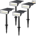 Consciot Solar Spot Lights Outdoor, 4 Pack, White, 600 Lumens, IP65 Waterproof, 6500K Daylight, Solar Landscape Lights for Yard Garden Tree House