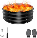 24 Inch Round Galvanized Fire Pit Ring, Round Galvanized Fire Ring, 2 Feet Diameter Round fire Pit, Outdoor fire Pit for Backyard, Camping, Bonfire, Black