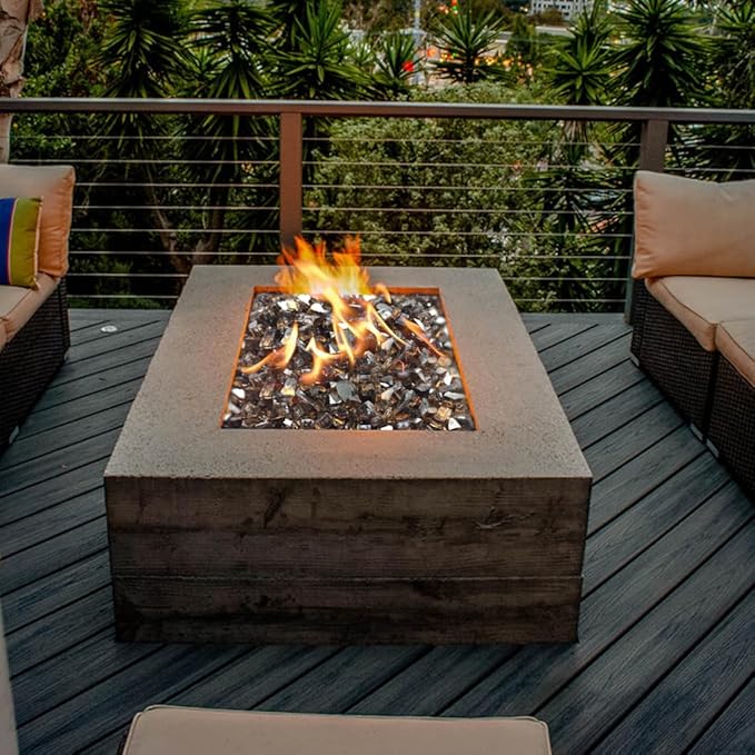Fire Glass for Propane Fire Pit, 1/4 Inch High Reflective Fireplace Glass Rocks for Fire Pit Table, 20 lbs Fire Pit Glass Rocks for Outdoor Fire Table and Landscaping, Copper Reflective