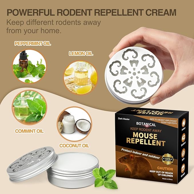 Rodent Repellent for Car Engines,4 Pack Mouse Repellent Peppermint Oil - Keep Mice Out of Home,Car,Garage & Attic, Safe for Humans and Pets