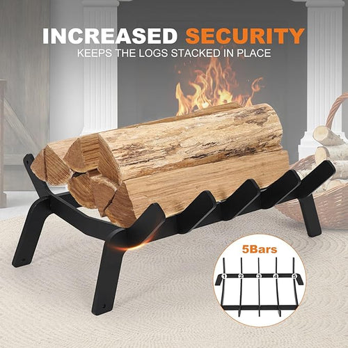 1MORE Fireplace Grates 17 Inch - Heavy Duty Steel Fireplace Rack | Fireplace Log Holder for Indoor | Small Fire Place Grate| Fireplace Racks for Inside Fireplace| Firewood Grate| Wood Stove Grate