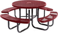 COATEDOUTDOORFURNITURE Heavy-Duty Portable Outdoor Picnic Table with Umbrella Hole, Expanded Metal Commercial-Grade Patio Dining Furniture Made in America (46" Round Top, Burgundy)