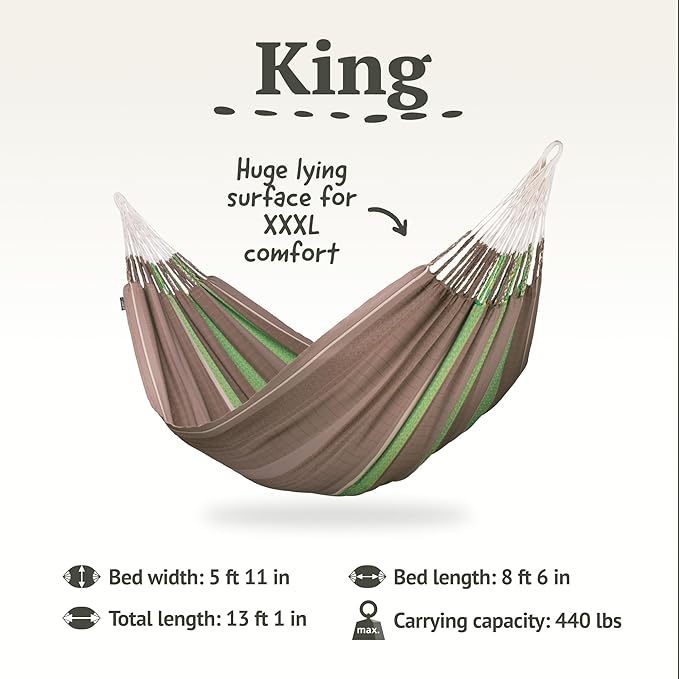 LA SIESTA Flora Chocolate - Organic Cotton Family Classic Hammock Size King
