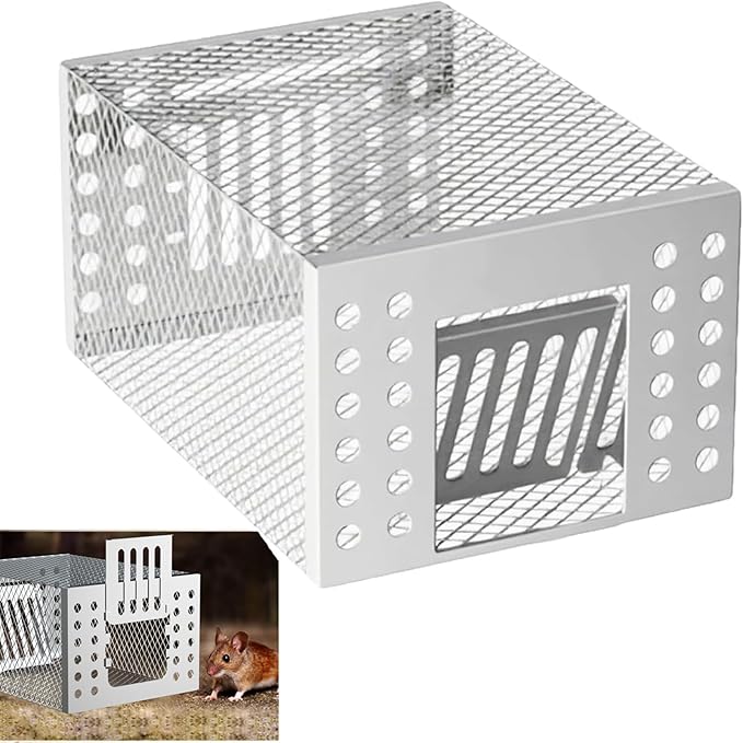 2026 Upgraded Stainless Steel Automatic Mouse Trap, Easy Setup for Indoor and Outdoor Use, Humane No-Kill Live Trap with One-Way Door, Catch & Release for Mice and Rodents (1)