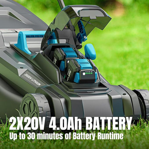 18" Cordless Self-Propelled Lawn Mower, Dual 20V Brushless Electric Push Mower with 6-Level Cutting Height, Includes 2×4.0Ah Batteries & Dual Charger