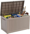 Vixzen 280 Gallon Resin Deck Box, Lockable Outdoor Storage Box for Patio Cushions Storage Furniture,Garden Tools, Pool Supplies, Weatherproof and UV Resistant- Grey
