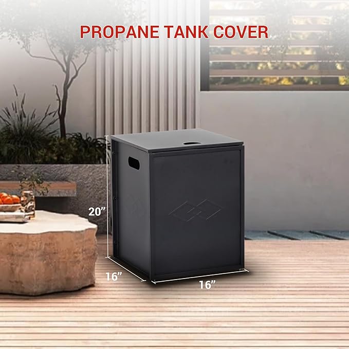 Garvee Propane Tank Cover Table, 20 LB Propane Tank Storage Box, Outdoor Tank Hideway Table for Patio or Garden, for Gas Fire Pits, Black