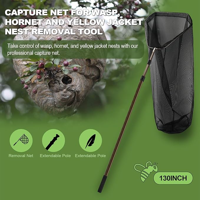 Wasps Hornets Yellow Jacket Nest Remove Scraper Killer Cleaning Tool Net Work with Bee Trap Bag Stick Board