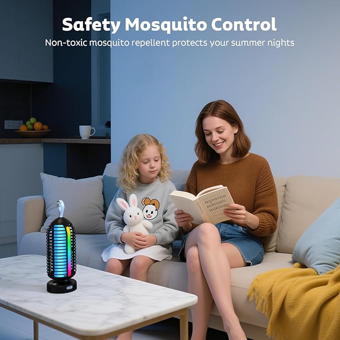 Bug Zapper Outdoor, Mosquito Zapper Outdoor Portable Electric Fly Zapper Rechargeable Mosquito Killer with LED Lights, 4200V Fly Trap Indoor for Home Backyard, Patio, Garden, Camping