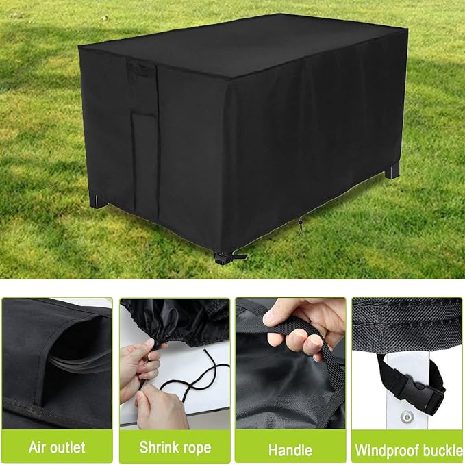 Fire Pit Cover Rectangular,Waterproof Fire Table Cover Rectangle for Outdoor Gas Propane Fire Table - 52 x 34 x 24, Black