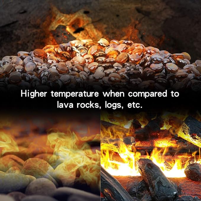 Stanbroil 10-Pound Fire Glass Beads - 1/2 inch Luster Fire Glass Drops for Fireplace Fire Pit | Gas Log Sets | Landscaping | Fish Tank, Caramel Luster