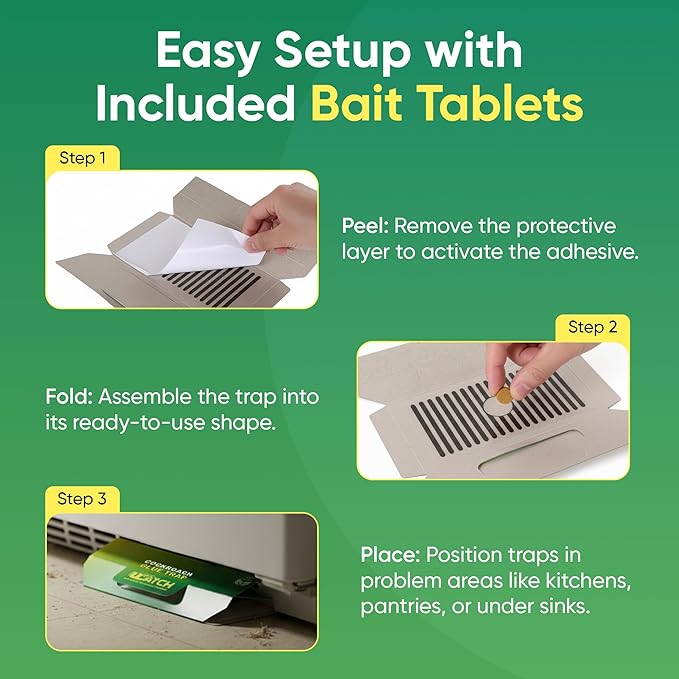 Roach Trap Indoor - 12 Pack | Effective German Roach Killer for Home Infestation - Child and Pet Safe Cockroach Traps Easy-to-Use Glue Traps for Roaches – UCatch