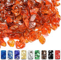 GRISUN Orange Red Fire Glass for Fire Pit - 1/2 Inch Tempered Glass Rocks for Natural or Propane Fireplace, Safe for Outdoors and Indoors Firepit Glass, 10 Pounds