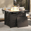 28" Outdoor Propane Fire Pit Table Ceramic Top & Lava Rocks,50000 BTU Square Patio Heater Waterproof Lid Gas Fire Pits for Outside Patio Black