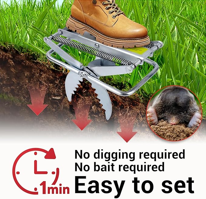 Upgraded Mole Trap Scissor, Mole Traps for Lawns That Kill Best, Easy Step Setup