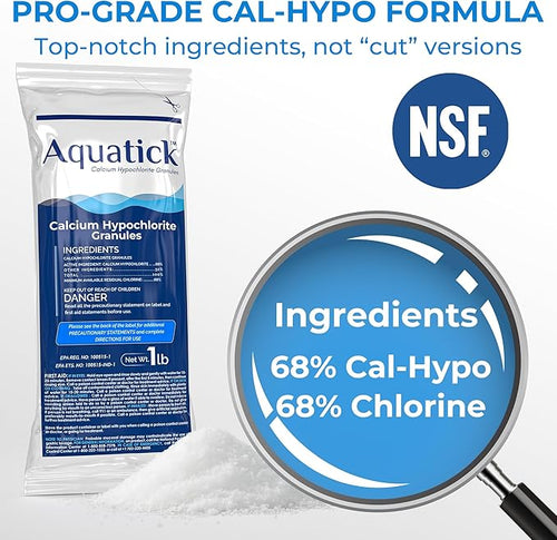 2 Pack Pro-Grade Chlorine Pool Shock, 68% Cal-Hypo Granular Sanitizer, Prevents Bacteria & Algae, Restores Crystal Clear Water - Shock Treatment, Swimming Pool Chemical - 2lb
