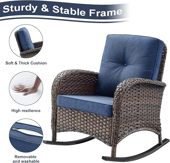 HUMMUH Patio Furniture 7-Piece Outdoor Conversation Set,All-Weather PE Wicker Loveseat Swivel and Rocking Chairs,Tables for Backyard,Poolside,Deck