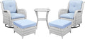 Belord Outdoor Swivel Rocker Furniture 5 Pieces Patio Wicker Furniture Sets, Rattan Patio Swivel Glider Chairs with 2 Ottoman and Glass Side Table
