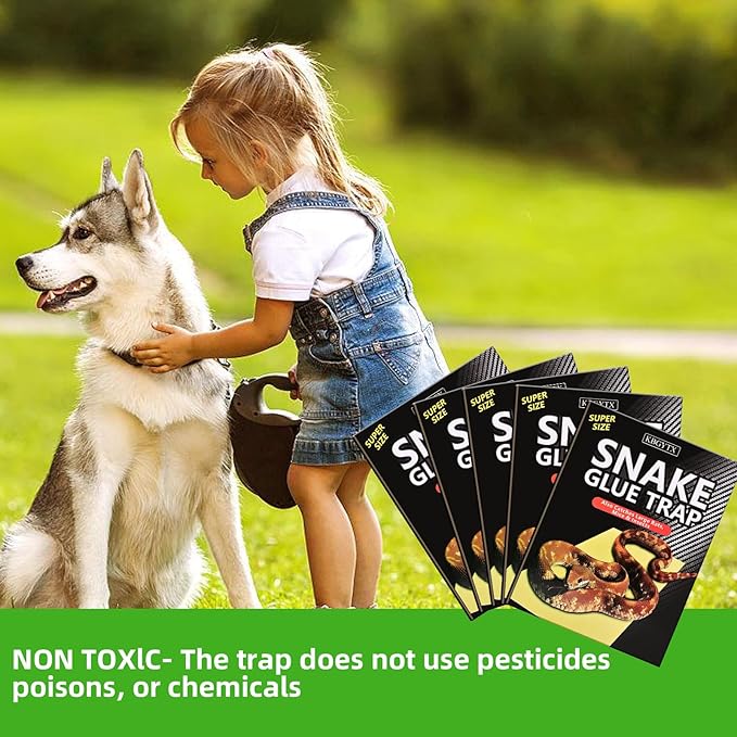 4 Pack 10" x 16" Large Snake Glue Traps with Enhanced Stickiness, Snake Rat Sticky Pad Board for House Indoor Outdoor, Sticky Glue Traps for Snakes, Mice, Rats, Easy to Set