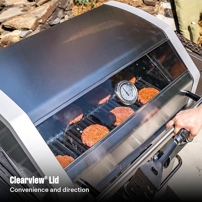 Monument Grills Larger 4+2 Burner Propane Gas Grills Stainless Steel Cabinet Style with Clearview® Lid, Knob Controls, Built-In Thermometer, Infrared Side Sear Burners & Side Burners, Outdoor Use