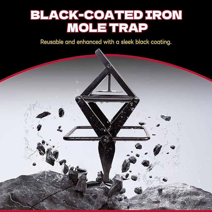 Mole Traps 2 Pack, Scissor Mole Trap That Kill Best，Mole Traps for Lawns Ground，Easy Step Mole Eliminator，Black Coated
