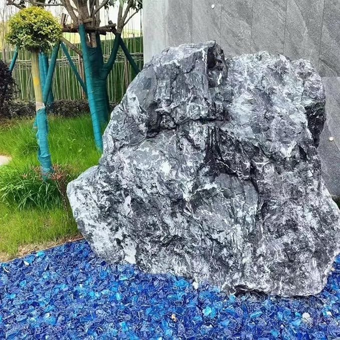 Fire Glass for Propane Fire Pit, 1/4 Inch High Reflective Fireplace Glass Rocks for Fire Pit Table, 20 lbs Fire Pit Glass Rocks for Outdoor Fire Table and Landscaping, Cobalt Blue