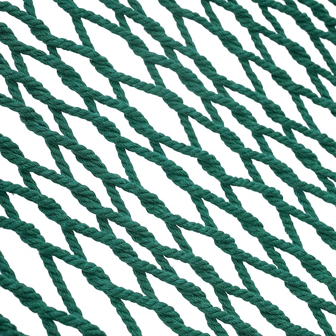 Lazy Daze Hammocks 12FT Double Rope Hammocks, 2 Person Hand Woven Cotton Hammock with Spreader Bar for Outside, Patio, Poolside, FIT 13-15 Foot Stand, Max 450 Lbs, Green, 141 x 57 inches