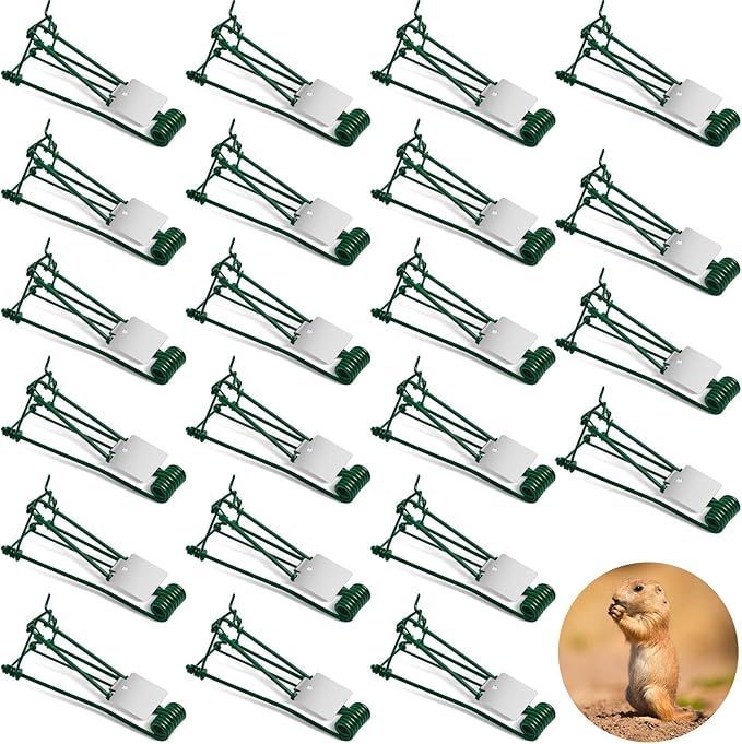 Qualirey 24 Pcs Outdoor Gopher Trap Easy Set Mole Trap Weather Resistant Gopher Killer Vole Killer for Lawn Garden Farm (Green)