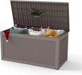 270 Gallon Outdoor Storage Box Waterproof, Resin Deck Boxes with Lockable Lid & UV-Resistant for Patio, Pool, Garden Furniture Cushions & Accessories, Coffee