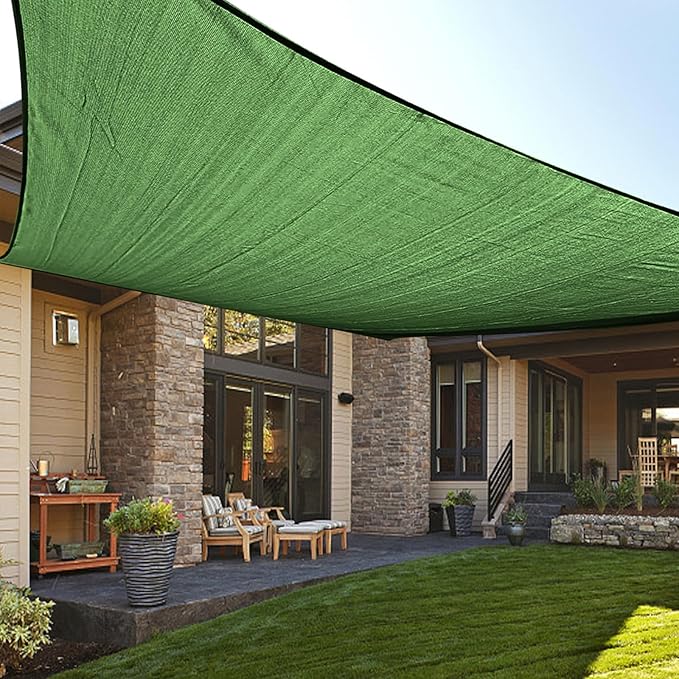 LOVE STORY Custom Size 5'x10' Piquant Green Sun Shade Sail Rectangle UV Block Canopy Patio Sail Sunshades Fabric for Outdoor Garden Carport (We Make Custom Size)