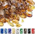 GRISUN Golden Amber Fire Glass for Fire Pit - 1/2 Inch 20 Pounds Tempered Glass Rocks for Natural or Propane Fireplace, Safe for Outdoors and Indoors Firepit Glass