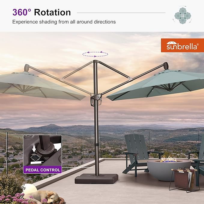 PURPLE LEAF 10FT Cantilever Patio Umbrella with 360-degree Rotation Aluminum Round Outdoor Offset Hanging Umbrella for Patio Pool, Sprout Green