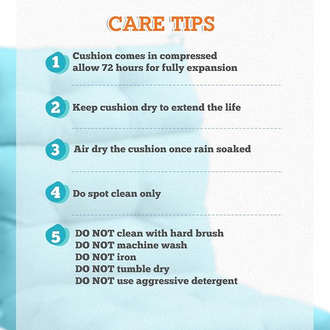 EAGLE PEAK Tufted Outdoor/Indoor High Back Patio Chair Cushion, Set of 1, 46'' x 22'', Light Blue