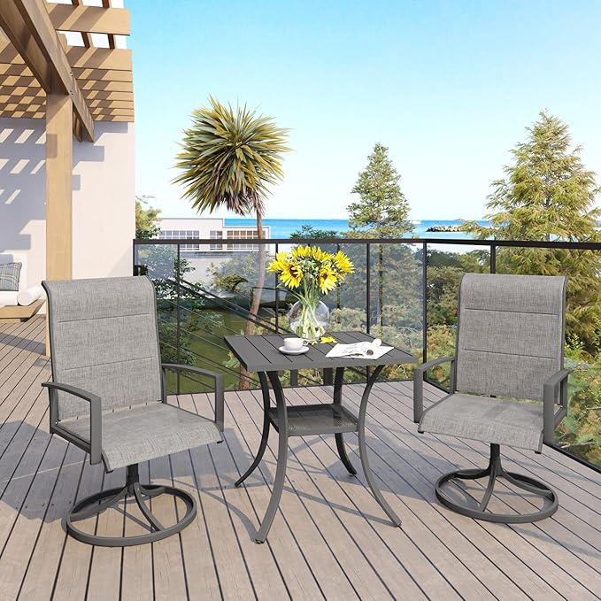 VICLLAX Small Square Outdoor Patio Table, All Weather Metal Outdoor Dining Table for Lawn Garden, 27.5"x 27.5" Patio Table for Outside, Grey