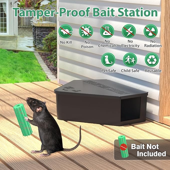 Anblak 6 Pack Rat Station Box with Keys, Rodent Station Keeps Rats Away, Keeps Children and Pets Safe, Key Unlocking, Reusable & Long-Lasting, Indoor & Outdoor