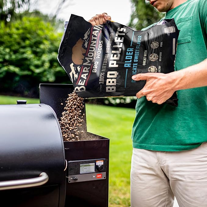 Bear Mountain All Natural Wood Pellets for Smoker, Grill & BBQ, 20 Lbs, Alder - Premium Hardwood Barbecue Pellet Accessories for Indoor and Outdoor Grilling
