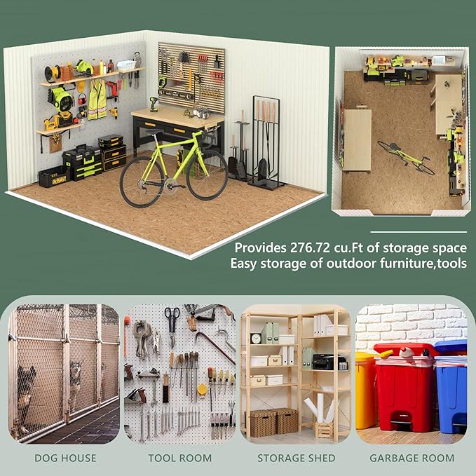 8x6 FTMetal Storage Shed, Outdoor Tool Sheds with Lockable Door & 1 Window, Large Heavy Duty Tool Sheds, Outside Waterproof Storage Building