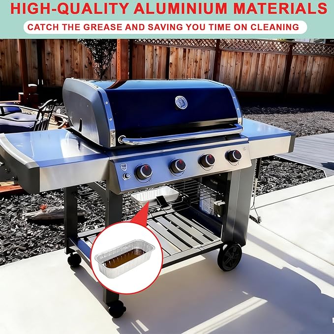 70379 Catch Pan & Drip Pan Liners for Weber Genesis II /II LX 400 & 600 Series, Grease Tray for Weber 400/600 Summit Series Smokefire Ex6 EpX6 Ex4 Gas Grill,with 10-Pack 6498 6417 Aluminum Foil Liners