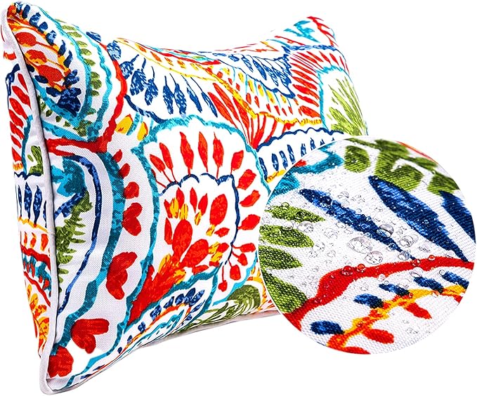 JMGBird Outdoor Lumbar Pillows Set of 2 with Insert - 12x20 Inch Waterproof Outdoor Pillows for Patio Furniture