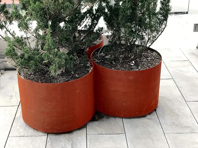 Plantercraft Large Round Planters for Outdoor Plants 20x20 Inch | Corten Steel Planter for a Modern Statement Piece | Heavy Duty Large Outdoor Planters for Patio, Deck, and Garden