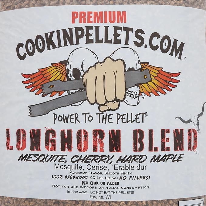 CookinPellets 40-Pound Longhorn Blend Premium Natural Grill Smoker Smoking Mesquite/Cherry/Maple Hardwood Wood Pellets, (2 Pack)