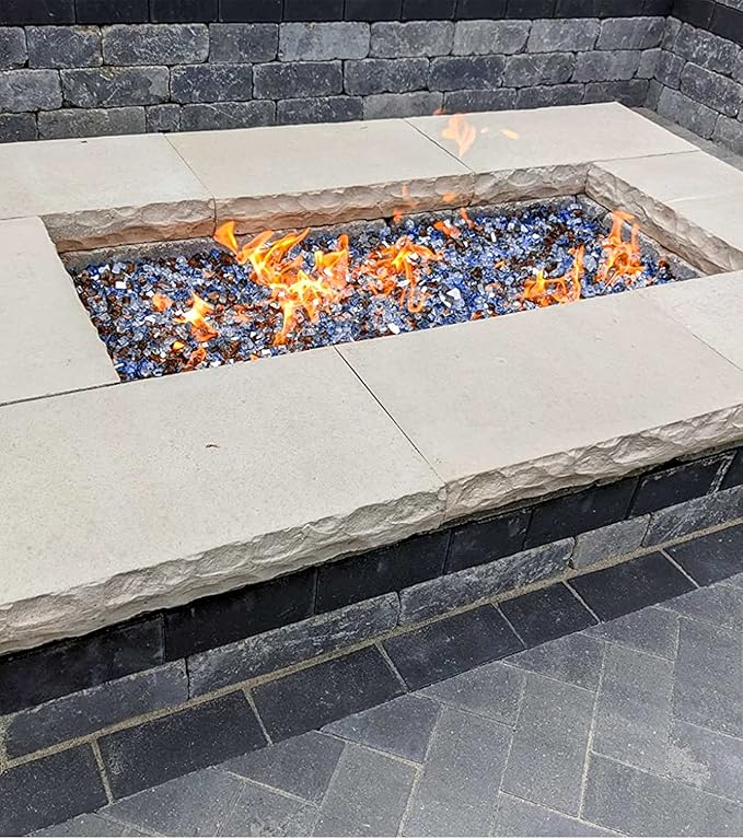 GRISUN Fire Glass Mixed Color for Fire Pit - 1/2 Inch 10 Pounds Reflective Tempered Glass Rocks for Natural or Propane Fireplace, Safe for Outdoors and Indoors, Pacific Blue, Copper, Ultra White