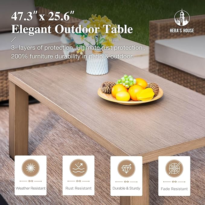 HERA'S HOUSE Swivel Glide Patio Furniture Conversation Set, Outdoor Wicker Chairs with 4.92" Widened Armrest, 6 Pieces Deep Seating Rattan Sofa with 5.5" Gray Cushions for Deck Garden Yard
