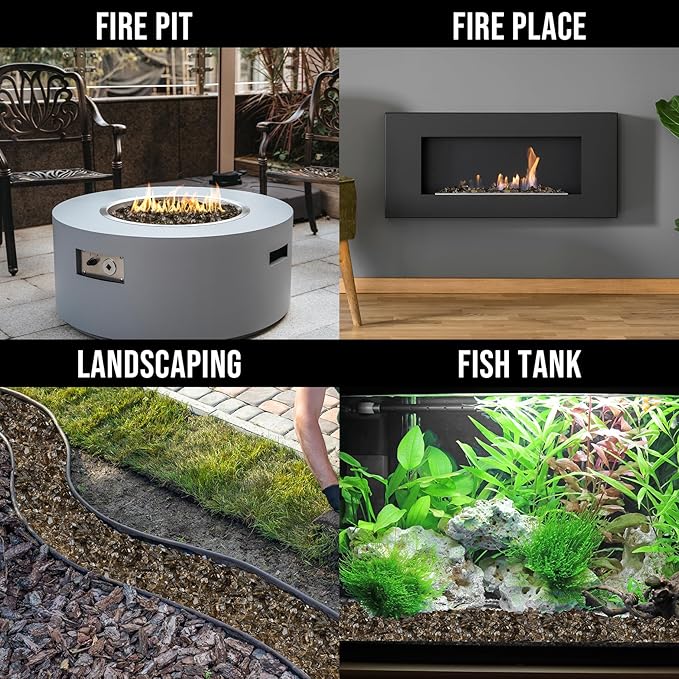 Skyflame High Luster 10-Pound Regular Fire Glass for Fire Pit Fireplace Garden Landscaping Bronze 1/2" Size