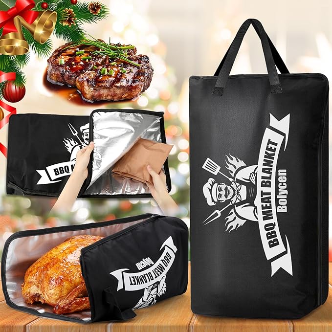 Upgraded BBQ Blanket for Resting Meat - Smoker Accessories Brisket Blanket - Insulated Meat Resting Bag with Wide Mouth for Steak/ Pork Shoulder/ Turkey - Thanksgiving Christmas Stocking Stuffers White Elephant Gifts -Birthday Anniversary BBQ Accessori...