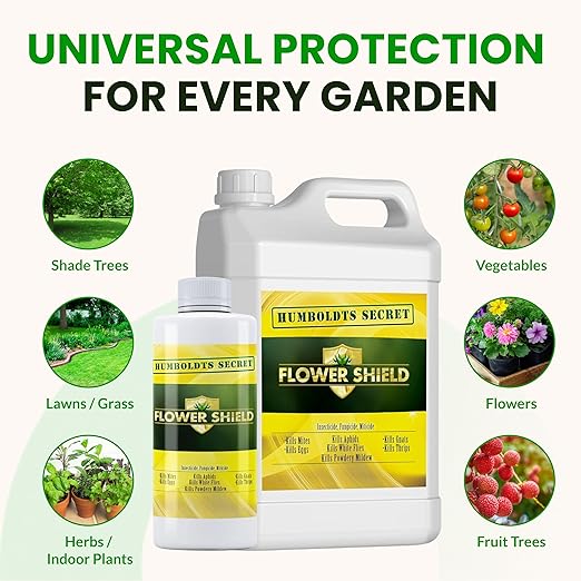 Humboldts Secret Flower Shield | Insecticide, Pesticide, Miticide, Fungicide | Bug Spray for Plants | Spider Mite & Powdery Mildew Control | Indoor & Outdoor | Houseplant & Garden | 1 Gallon