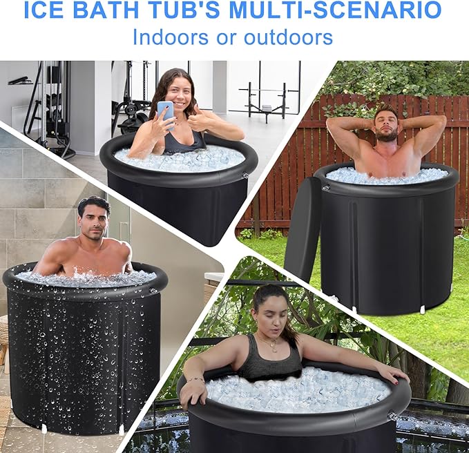 VINGLI 105 Gallon Inflatable Cold Plunge Tub with Cover for Home and Outdoor Recovery, Ice Bath Tub for Adult and Athletes, 5-Layer Insulation, Black