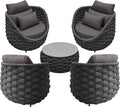 TWT Aluminum Outdoor Patio Furniture Set, 4 Pcs Textilene Armchairs Modern Outdoor Conversation Set Outdoor Single Sofa with Upgrade Cushion and Coffee Table for Balcony, Dark Grey