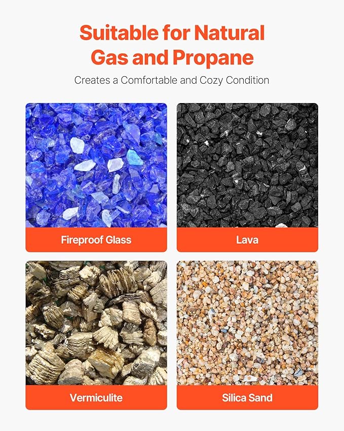 VEVOR Lava Rocks, 0.8-1.2 inch Fire Stones Lava Rocks for Fire Pit, Reusable Fire Pit Stones Indoor and Outdoor Use, Decorative Firepit Stone for Propane/Gas Fireplace,Stove,Courtyard,Camping
